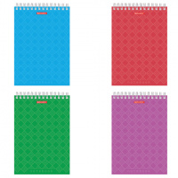 картинка Блокнот А5 146х205 мм, 60 л., гребень, картон, жесткая подложка, клетка, BRAUBERG, "Классика", 129812 в разных цветах с печатью логотипа.