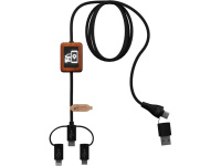 картинка Зарядный кабель из резины и бамбука с поддержкой передачи данных и двойным светящимся логотипом от магазина PapriQ