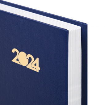 картинка Ежедневник датированный 2024 145х215 мм, А5, STAFF, обложка бумвинил, синий, 115135 в разных цветах с печатью логотипа.