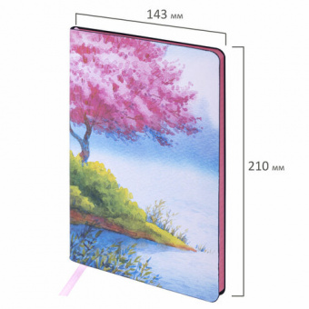 картинка Блокнот А5 (143x210 мм), BRAUBERG VISTA "Spring weather", под кожу, гибкий, 80 л., 112073 в разных цветах с печатью логотипа.