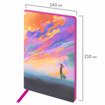картинка Блокнот А5 (143x210 мм), BRAUBERG VISTA "Color clouds", под кожу, гибкий, 80 л., 112068 в разных цветах с печатью логотипа.