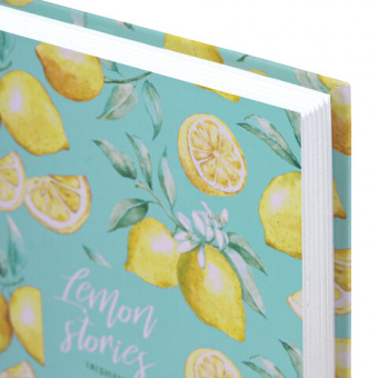 картинка Ежедневник недатированный А5 (145х215 мм), ламинированная обложка, 128 л., STAFF, "Lemon Stories", 113529 в разных цветах с печатью логотипа.