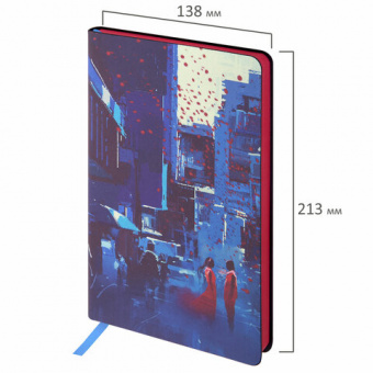 картинка Ежедневник недатированный А5 (138х213 мм), BRAUBERG VISTA, под кожу, гибкий, 136 л., "Romantic", 112043 в разных цветах с печатью логотипа.