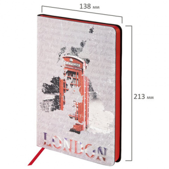 картинка Ежедневник недатированный А5 (138х213 мм), BRAUBERG VISTA, под кожу, гибкий, 136 л., "Good old England", 112010 в разных цветах с печатью логотипа.