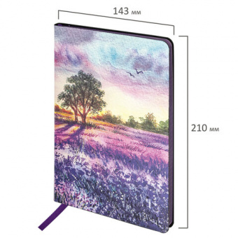 картинка Блокнот А5 (143x210 мм), BRAUBERG VISTA "Violet", под кожу, гибкий, 80 л., 112074 в разных цветах с печатью логотипа.