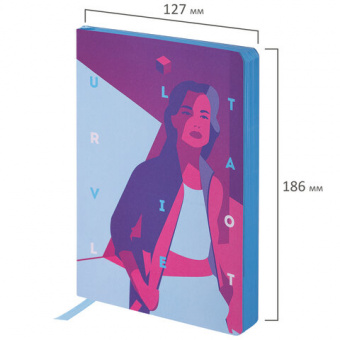 картинка Ежедневник недатированный B6 (127х186 мм), BRAUBERG VISTA, под кожу, гибкий, 136 л., "Ultraviolet", 112104 в разных цветах с печатью логотипа.
