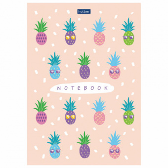картинка Блокнот А5 145х210 мм, 50 л., склейка, обложка картон, в точечку, HATBER "Premium", "Pineapple", 50Б5лA9к в разных цветах с печатью логотипа.