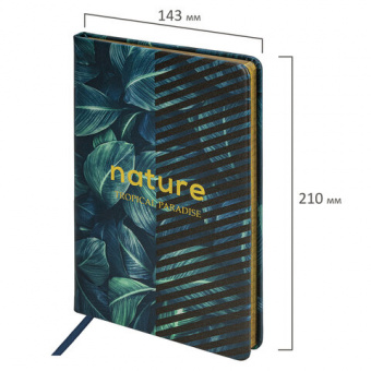картинка Блокнот А5 (143x210 мм), BRAUBERG VISTA "Nature", под кожу, твердый, срез фольга, 80 л., 112078 в разных цветах с печатью логотипа.