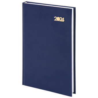 картинка Ежедневник датированный 2024 145х215 мм, А5, STAFF, обложка бумвинил, синий, 115135 в разных цветах с печатью логотипа.