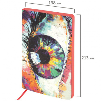 картинка Ежедневник недатированный А5 (138х213 мм), BRAUBERG VISTA, под кожу, гибкий, 136 л., "Eye", 112004 в разных цветах с печатью логотипа.