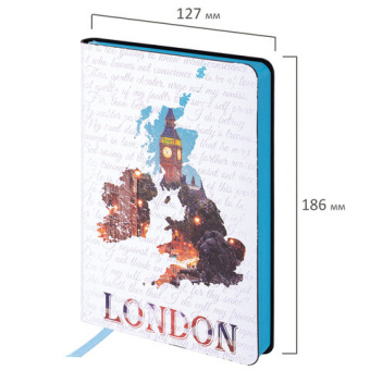 картинка Ежедневник недатированный B6 (127х186 мм), BRAUBERG VISTA, под кожу, гибкий, 136 л., "Great Britain", 112108 в разных цветах с печатью логотипа.