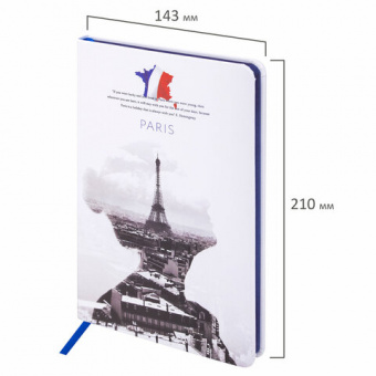 картинка Блокнот А5 (143x210 мм), BRAUBERG VISTA "Paris", под кожу, твердый, 80 л., 112069 в разных цветах с печатью логотипа.